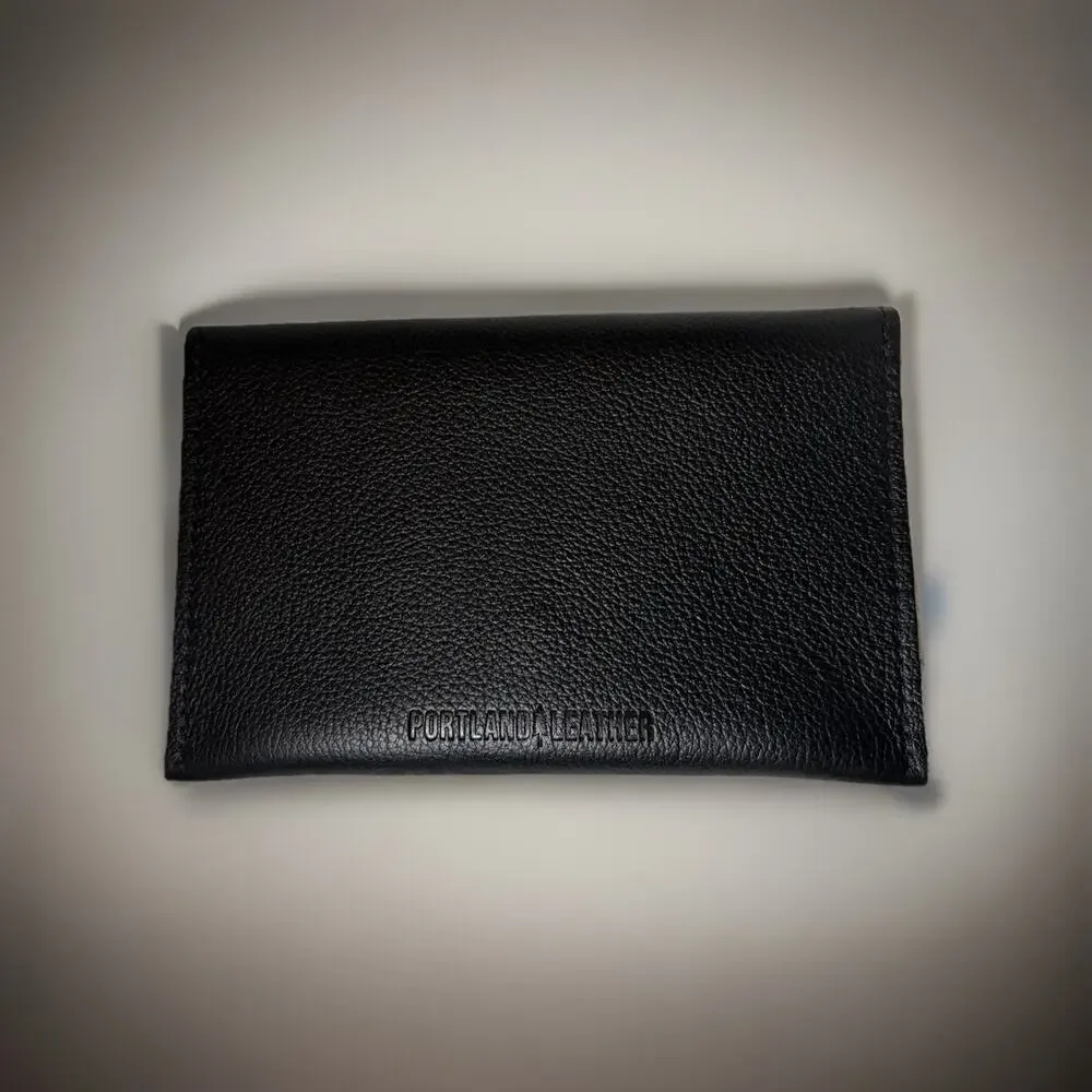 Portland Leather Goods Envelope Wallet Full Pebbled Leather Black Discontinued - Picture 2 of 3
